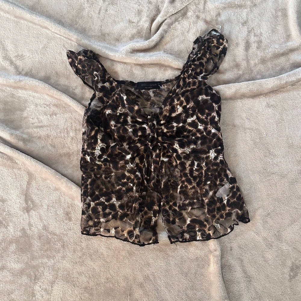 Leopard Print Sheer Blouse